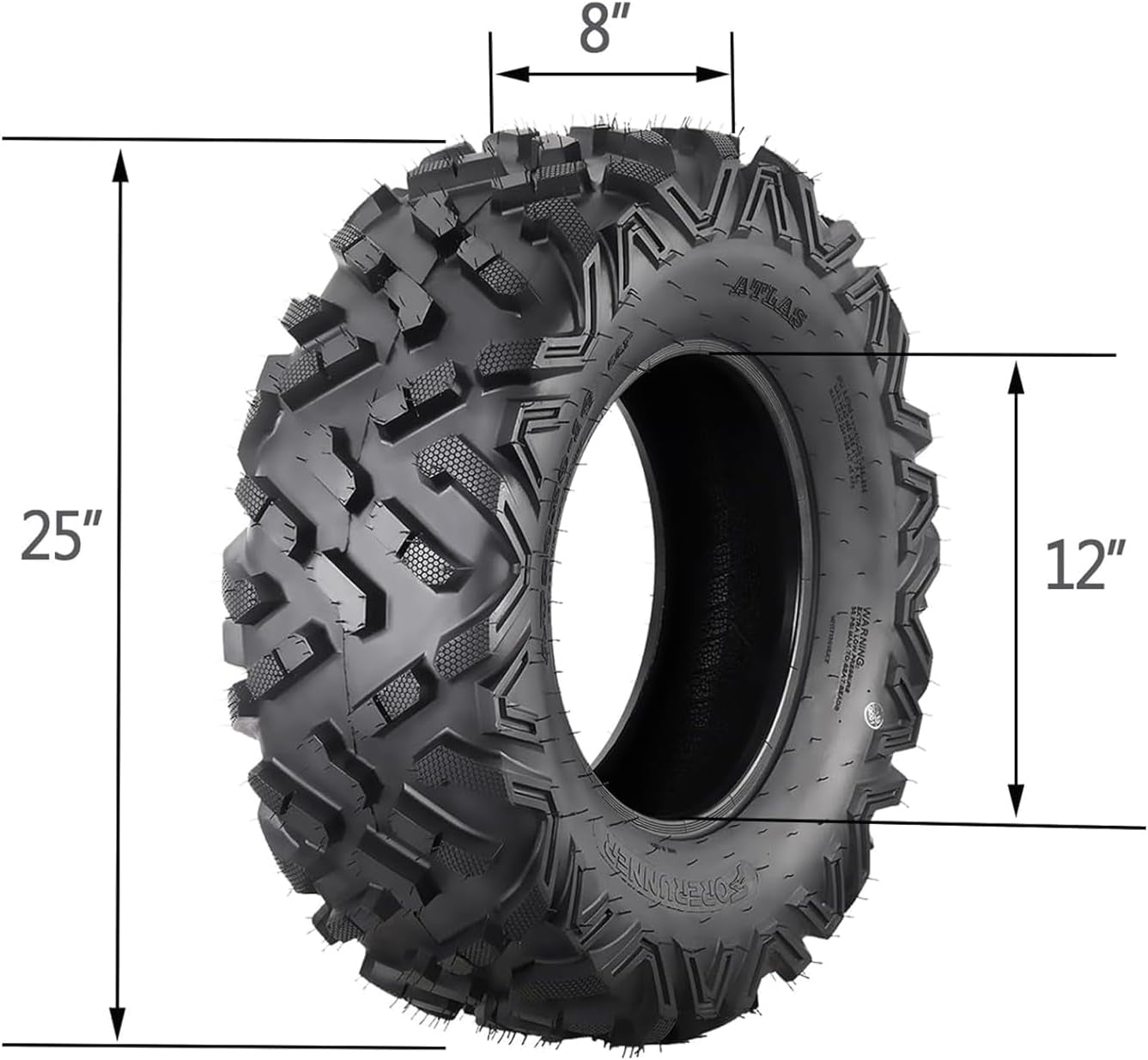 25X8-12 ATV Tires, 6PR All Terrain 25X8-12 TL ATV UTV Trail Sand Mud Off-Road Tires (Pack of 2, Tubeless)