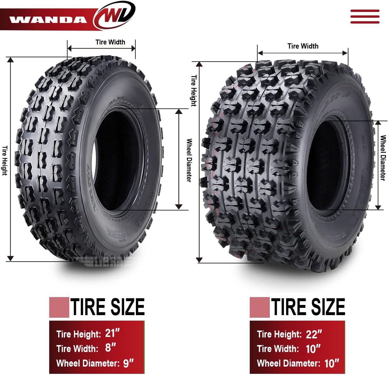 Set of 4 Sport ATV Tires 21X8-9 Front & 22X10-10 Rear /4PR GNCC Race Tires