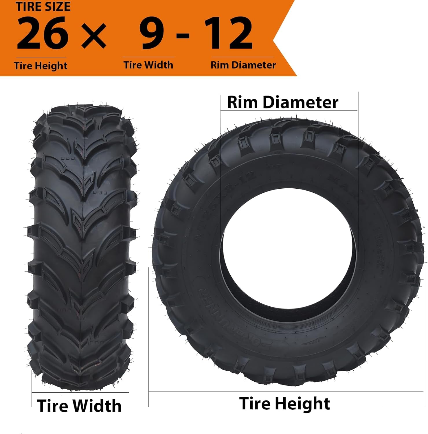 2 Pack of 26X9-12 Atv Tires,6Pr All Terrain Atv Tires 26X9-12 for 4 Wheeler Tires Atv Utv Mud Sand off Road Trail Tire,Not Include Tubeless