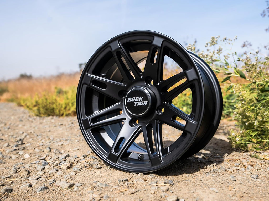 RT103 14In ATV Wheels 4X110 14X7 5+2 Offset, Includes M10X1.25 Lug Nuts, Compatible with Honda Kawasaki Yamaha Rubicon Rincon Brute Force Kodiak Grizzly Rhino IRS 4/110 UTV Rims (Set of 4)
