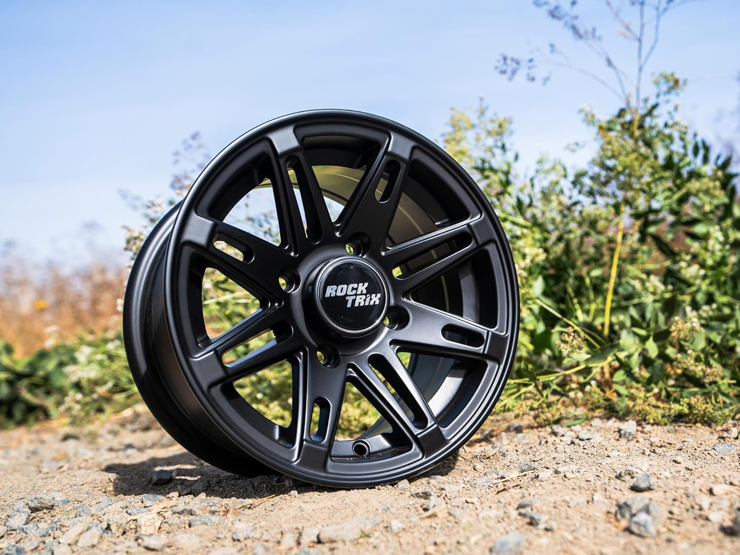 RT103 12In ATV Wheels 4X156 Rims, 12X7, 4+3 Offset, Includes 3/8X24 Spline Lug Nuts, Compatible with Polaris Sportsman RZR Ranger UTV - 4/156 (Set of 4)