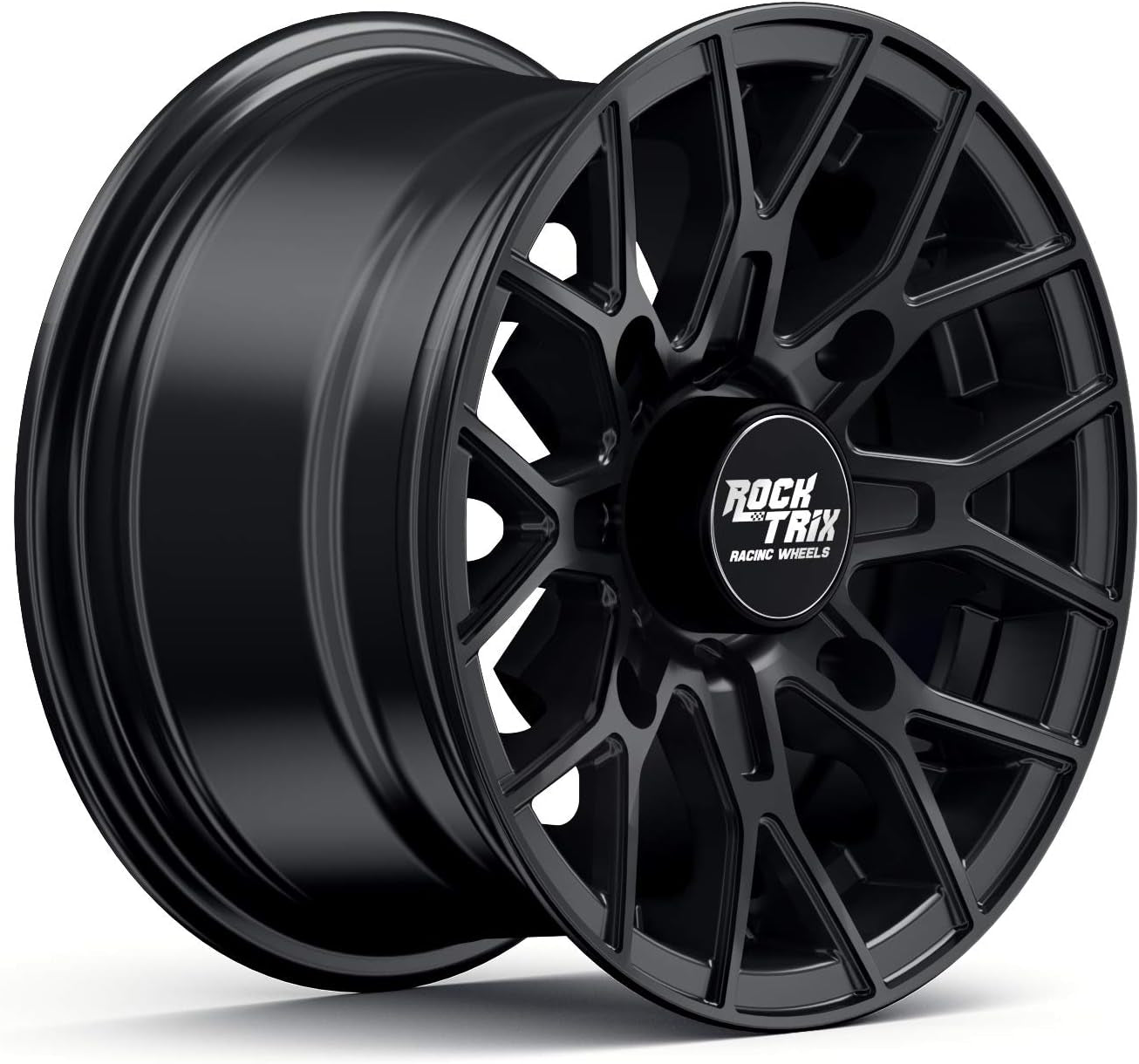 RT104 12In ATV Wheels 4X110 12X7 5+2 Offset, Includes M10X1.25 Lug Nuts, Compatible with Honda Kawasaki Yamaha Rubicon Rincon Brute Force Kodiak Grizzly Rhino IRS 4/110 UTV Rims (Set of 4)