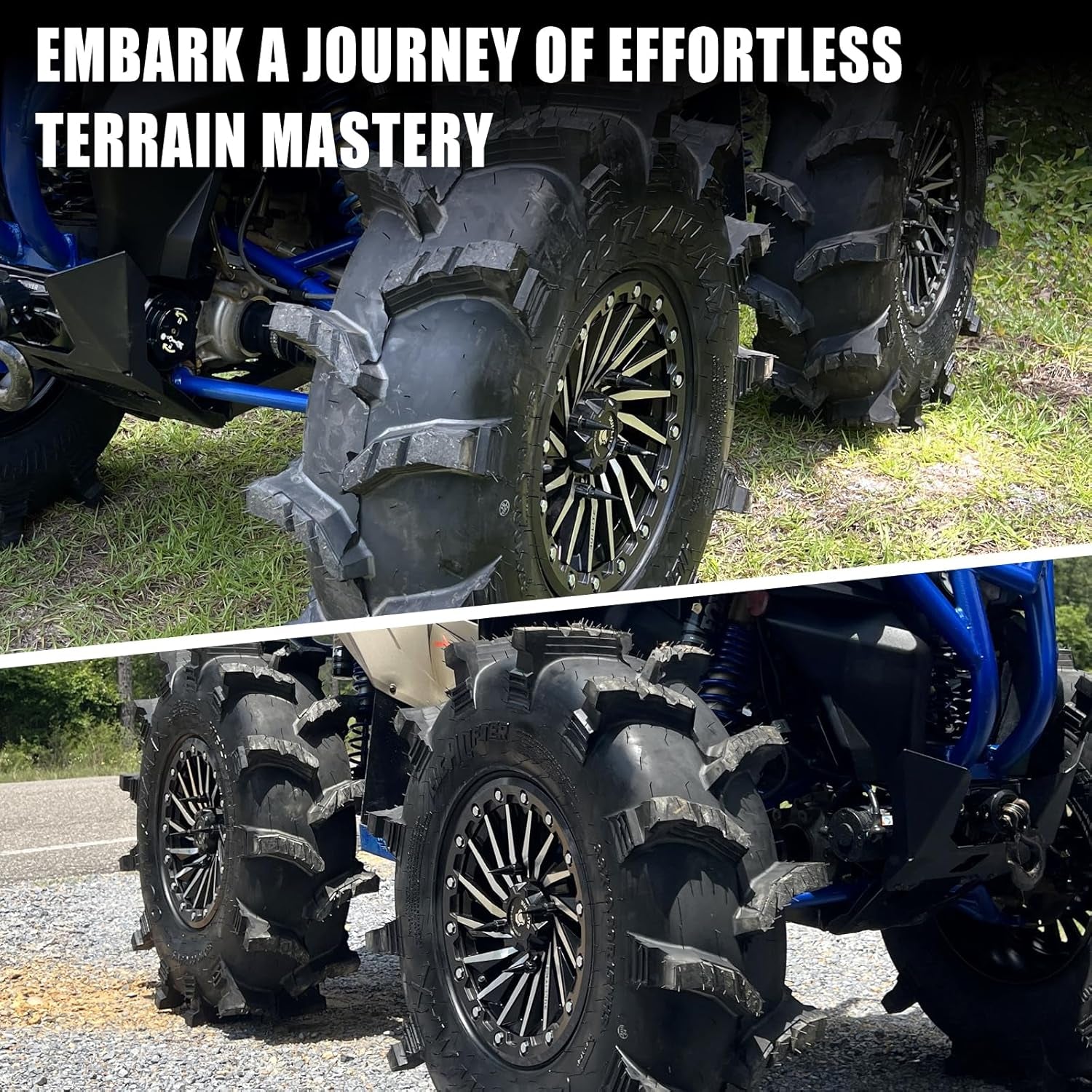Wheels BT-08 Blade UTV ATV Wheel Gunmetal Gray Rims and Satin Black Beadlock 14X7, 4X137/ 5+2 Offset, Can-Am Maverick X3 Commander Renegade Outlander Defender