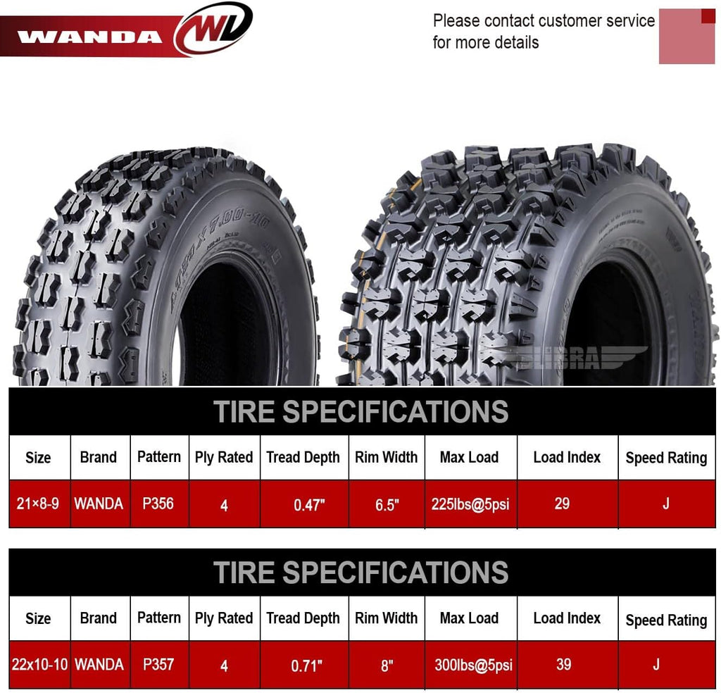 Set of 4 Sport ATV Tires 21X8-9 Front & 22X10-10 Rear /4PR GNCC Race Tires