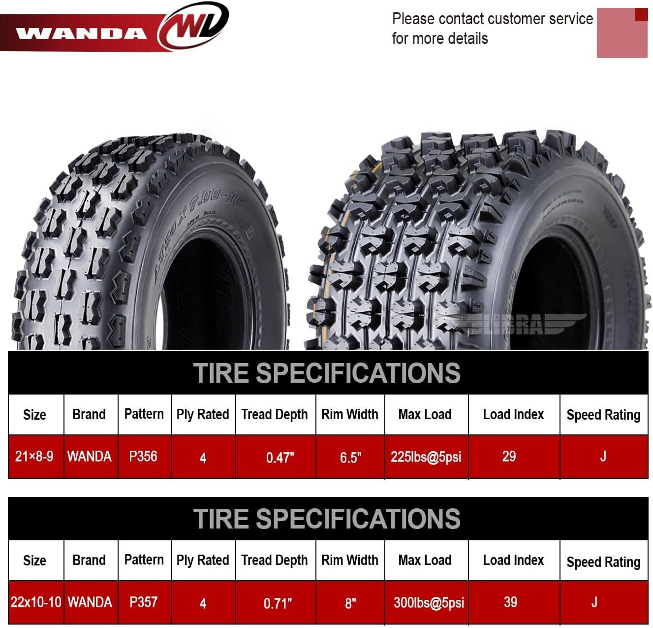 Set of 4 Sport ATV Tires 21X8-9 Front & 22X10-10 Rear /4PR GNCC Race Tires
