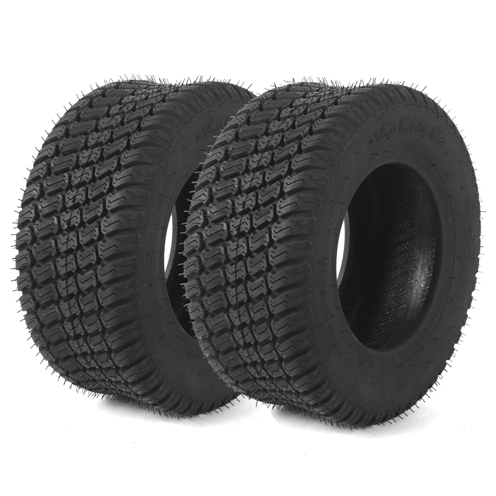 (2-Pack) 16X6.50-8 Tires - 4PR Durable Tubeless, Lawn Tractor Tires with Deep...