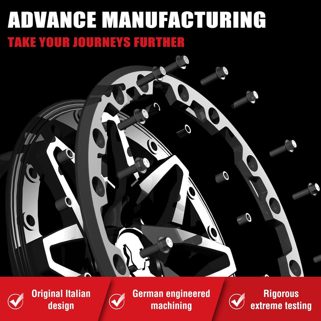 Wheels BT-08 Blade UTV ATV Wheel Gunmetal Gray Rims and Satin Black Beadlock 14X7, 4X137/ 5+2 Offset, Can-Am Maverick X3 Commander Renegade Outlander Defender