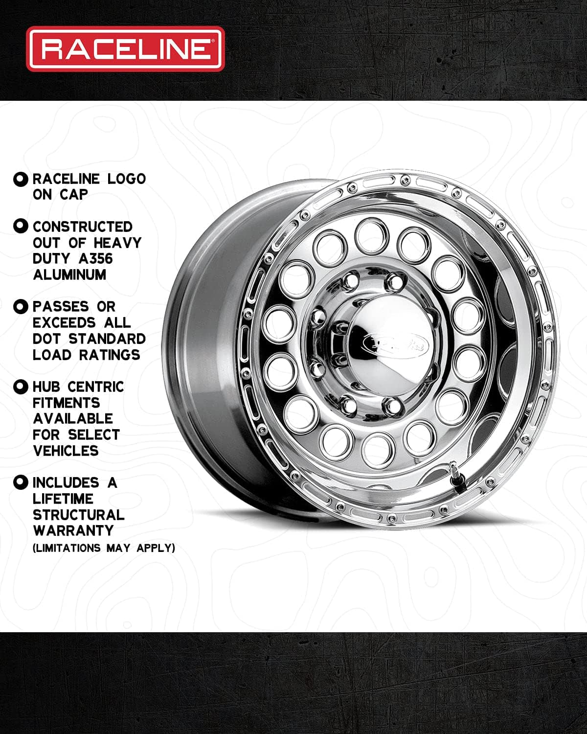Wheels 887 ROCKCRUSHER Wheel Polished 16X8"5X5.5 Bolt Pattern -20Mm Offset/(3.71"B/S) Aluminum Passenger Car Wheels, Full Size Replacement Chrome Car Rims