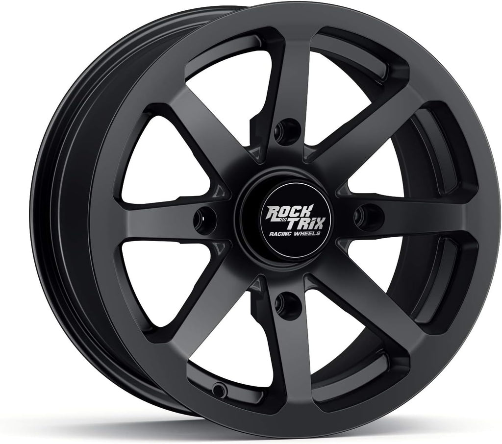 RT102 14In ATV Wheels 4X110 14X7 5+2 Offset, Includes M10X1.25 Lug Nuts, Compatible with Honda Kawasaki Yamaha Rubicon Rincon Brute Force Kodiak Grizzly Rhino IRS 4/110 UTV Rims (Set of 4)